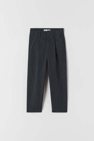 TEXTURED DARTED TROUSERS - Navy blue 