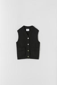 CHALECO PUNTO JACQUARD - Negro | ZARA España