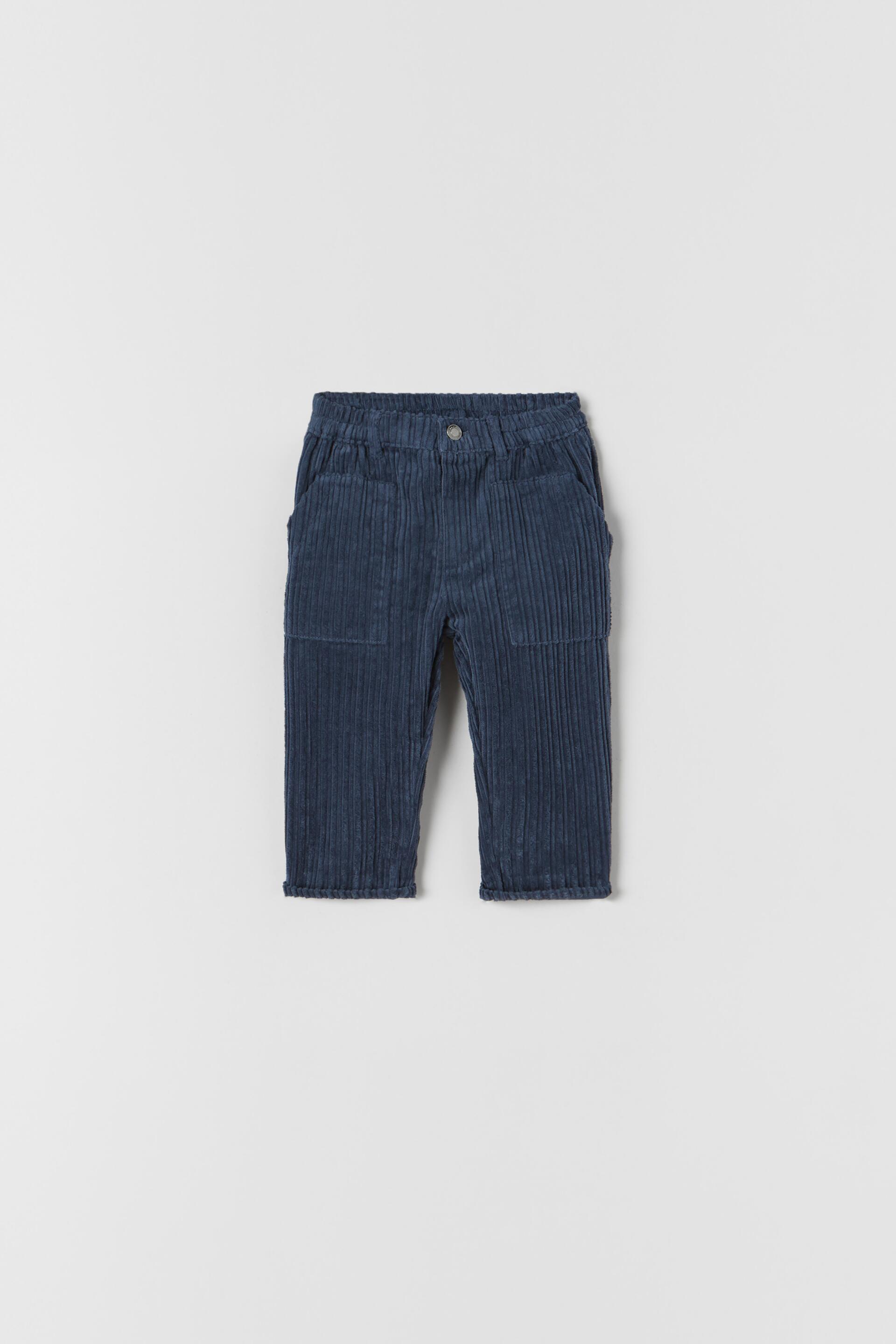 WIDE-LEG CORDUROY TROUSERS - Mid-blue 