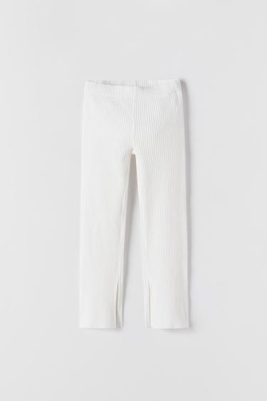 RIBBED TROUSERS WITH SPLIT HEMS - White 
