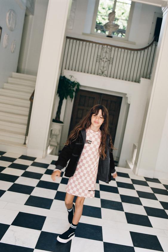 チェック リブワンピース ピンク Zara Japan 日本 チェック リブワンピース ピンク Zara Japan 日本