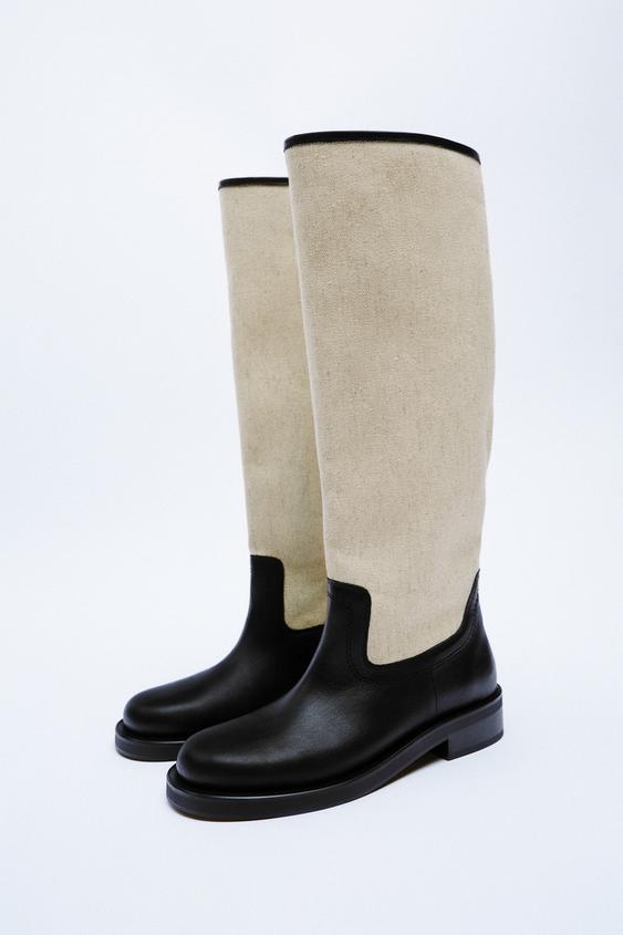 Εικόνα 1 του ΔΕΡΜΑΤΙΝΗ ΜΠΟΤΑ ΜΕ ΣΥΝΔΥΑΣΜΟ ΥΛΙΚΩΝ από Zara