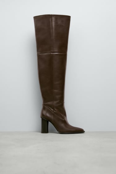 HEELED LEATHER OVER THE KNEE BOOTS