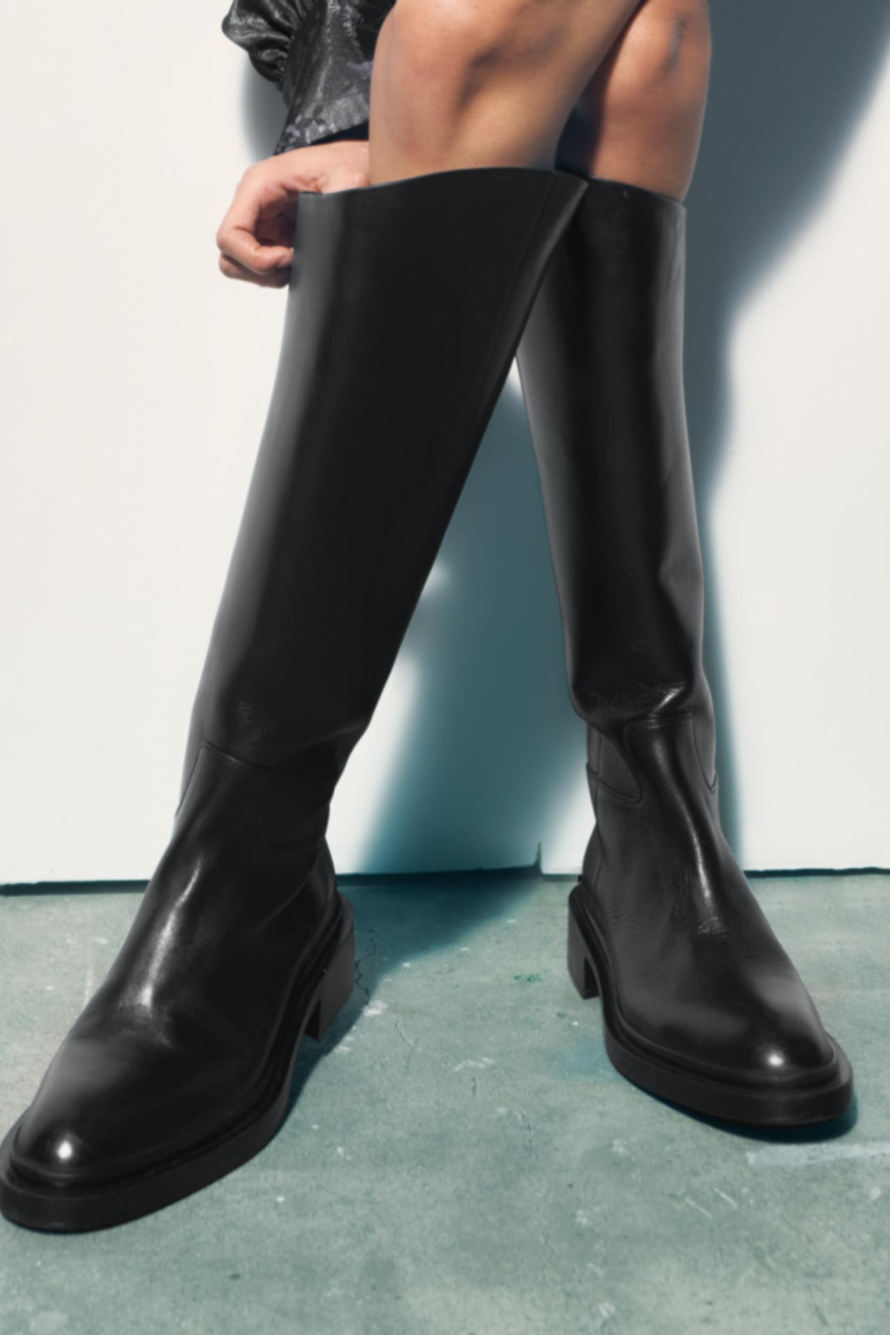Zara LEATHER KNEE-HIGH BOOTS, £149
