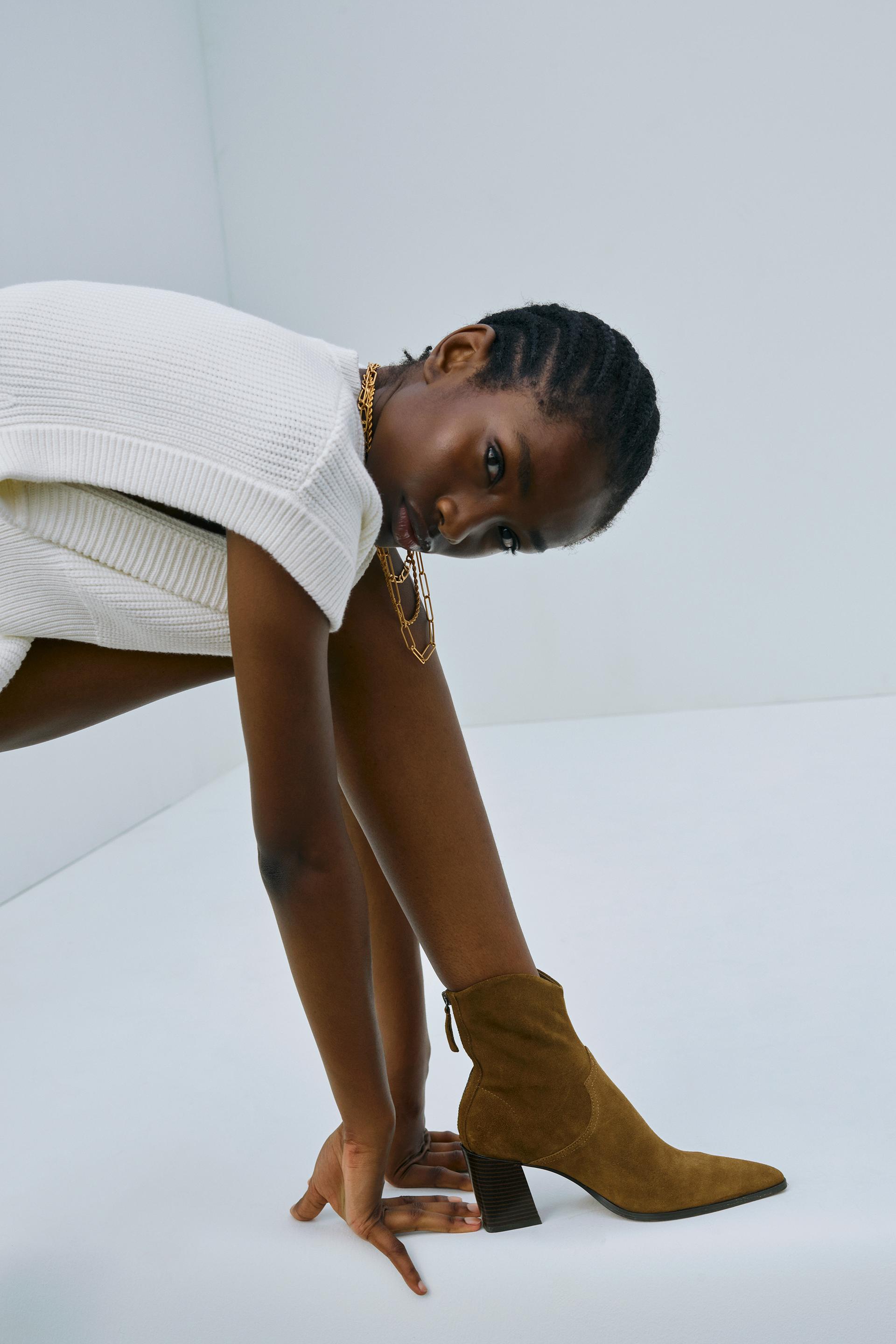 Split Suede Heeled Cowboy Ankle Boots Tobacco Brown Zara United Kingdom Split Suede Heeled Cowboy Ankle Boots Tobacco Brown Zara United Kingdom