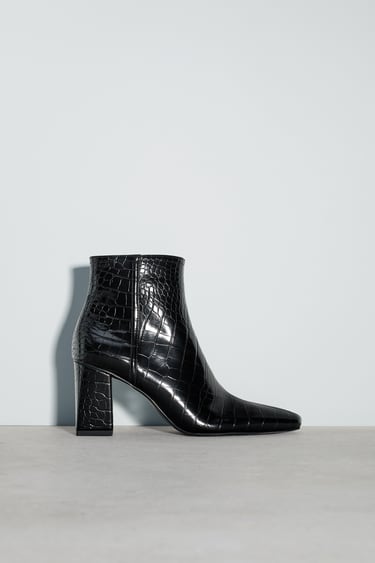 Image 0 of ANIMAL PRINT HIGH HEEL ANKLE BOOTS from Zara