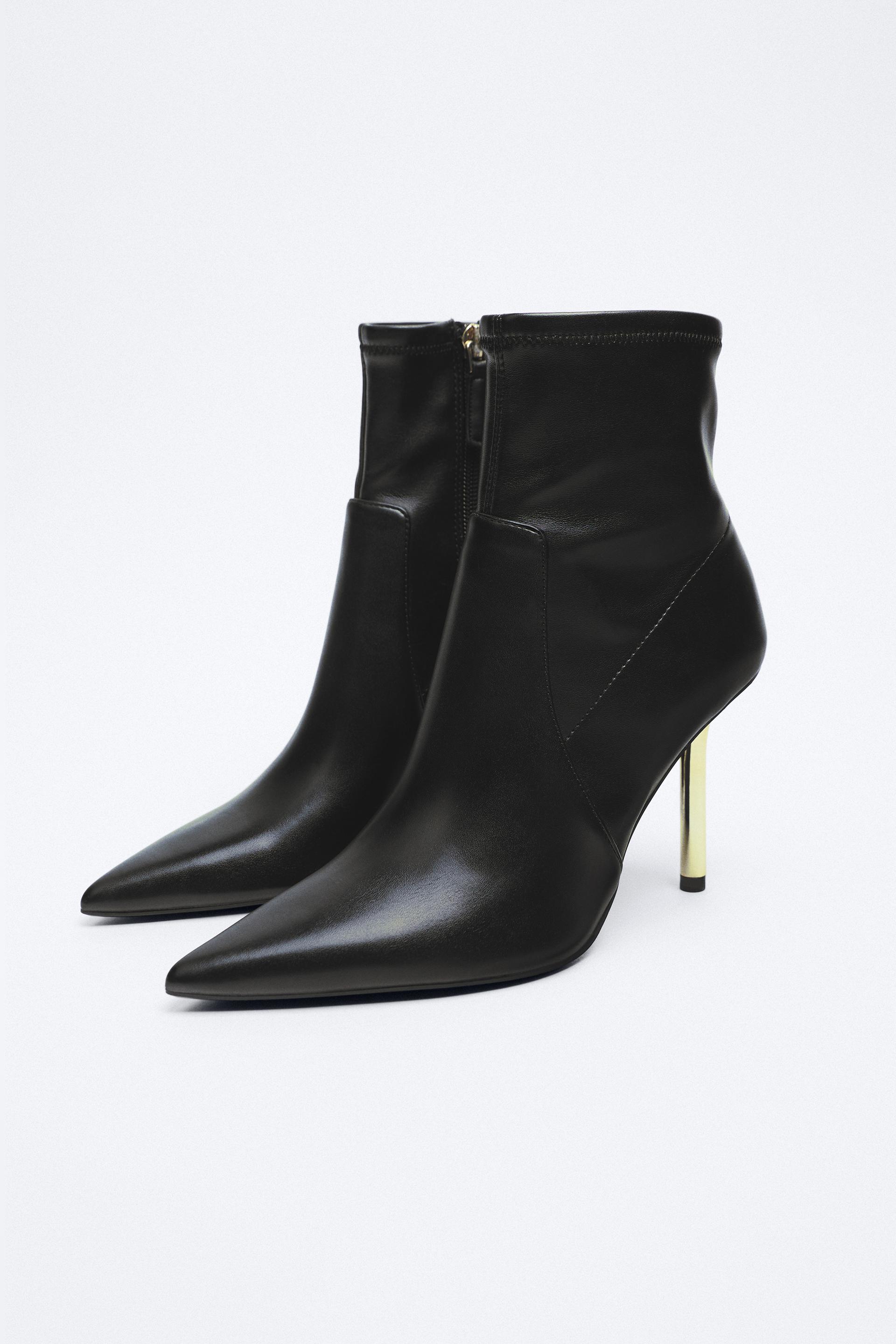 GOLD HEEL ANKLE BOOTS - Black | ZARA Ireland