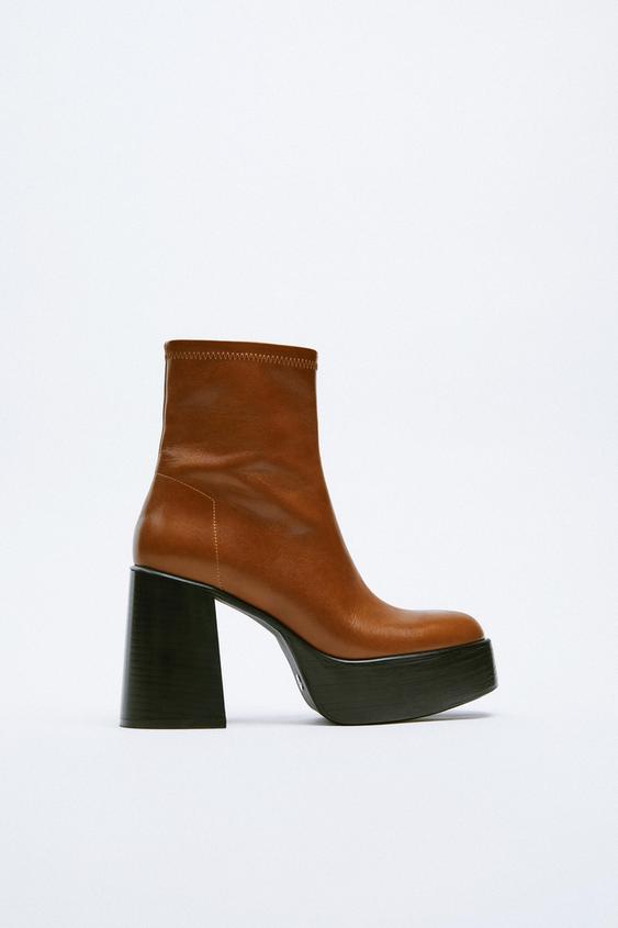 platform booties leather