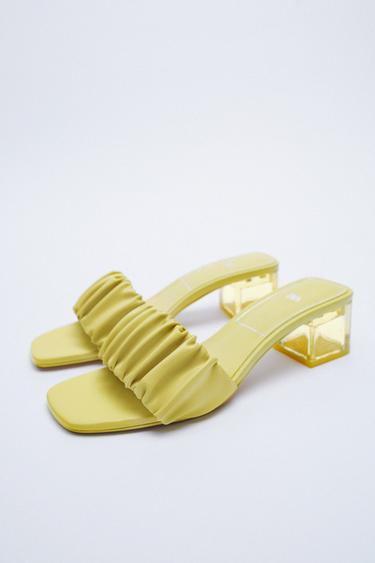 zara yellow block heels