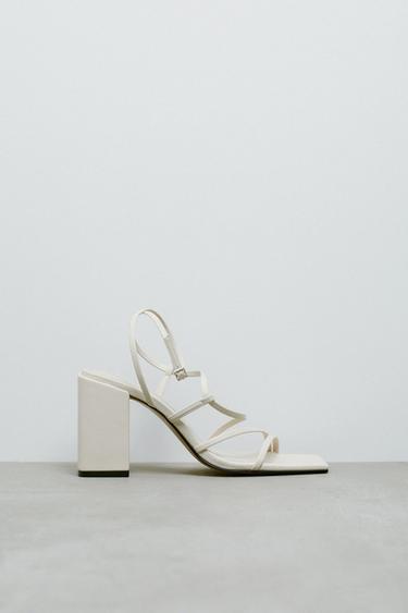 zara white block heel