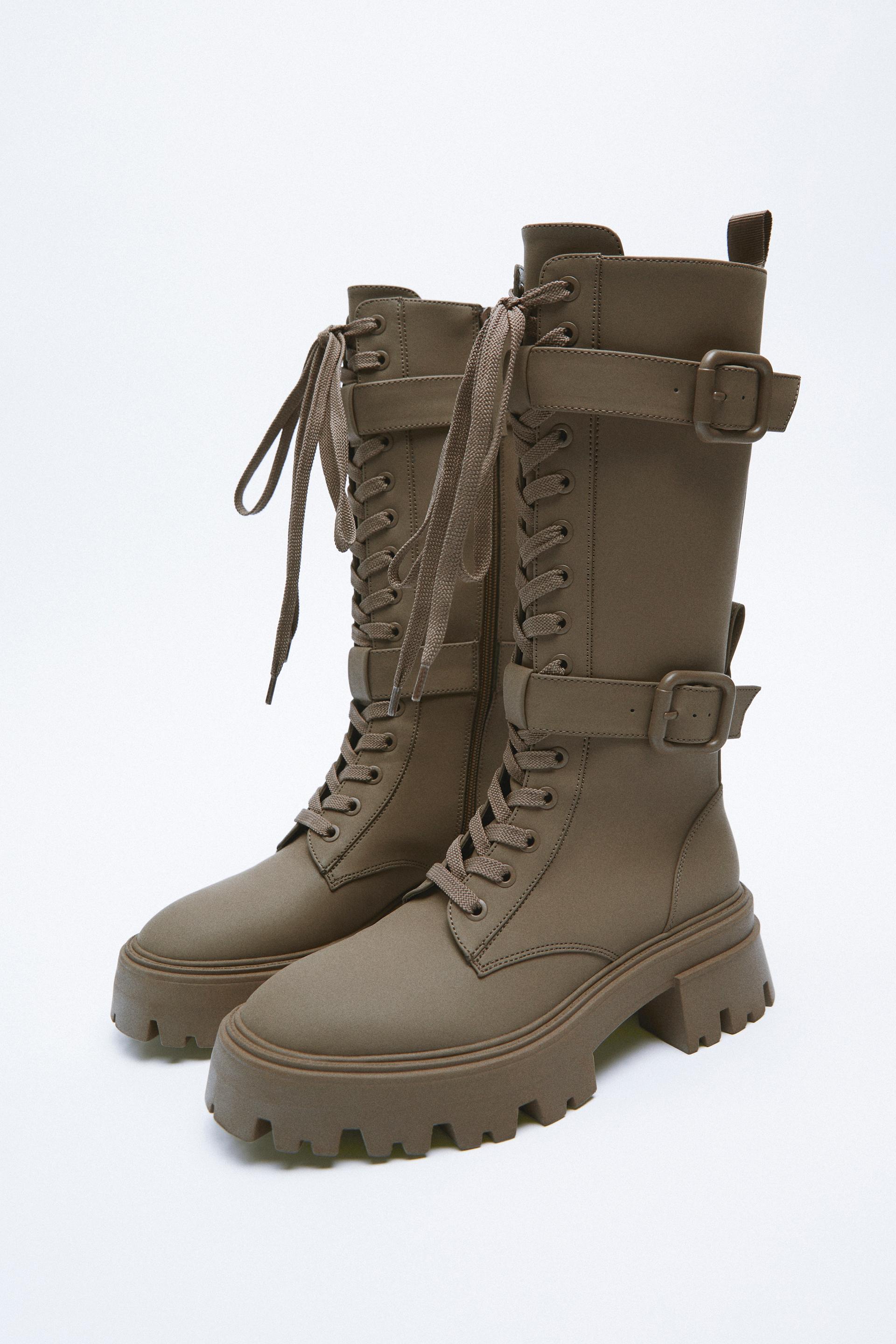 BOTA ACORDONADA ENCERADA - Verde | ZARA Chile