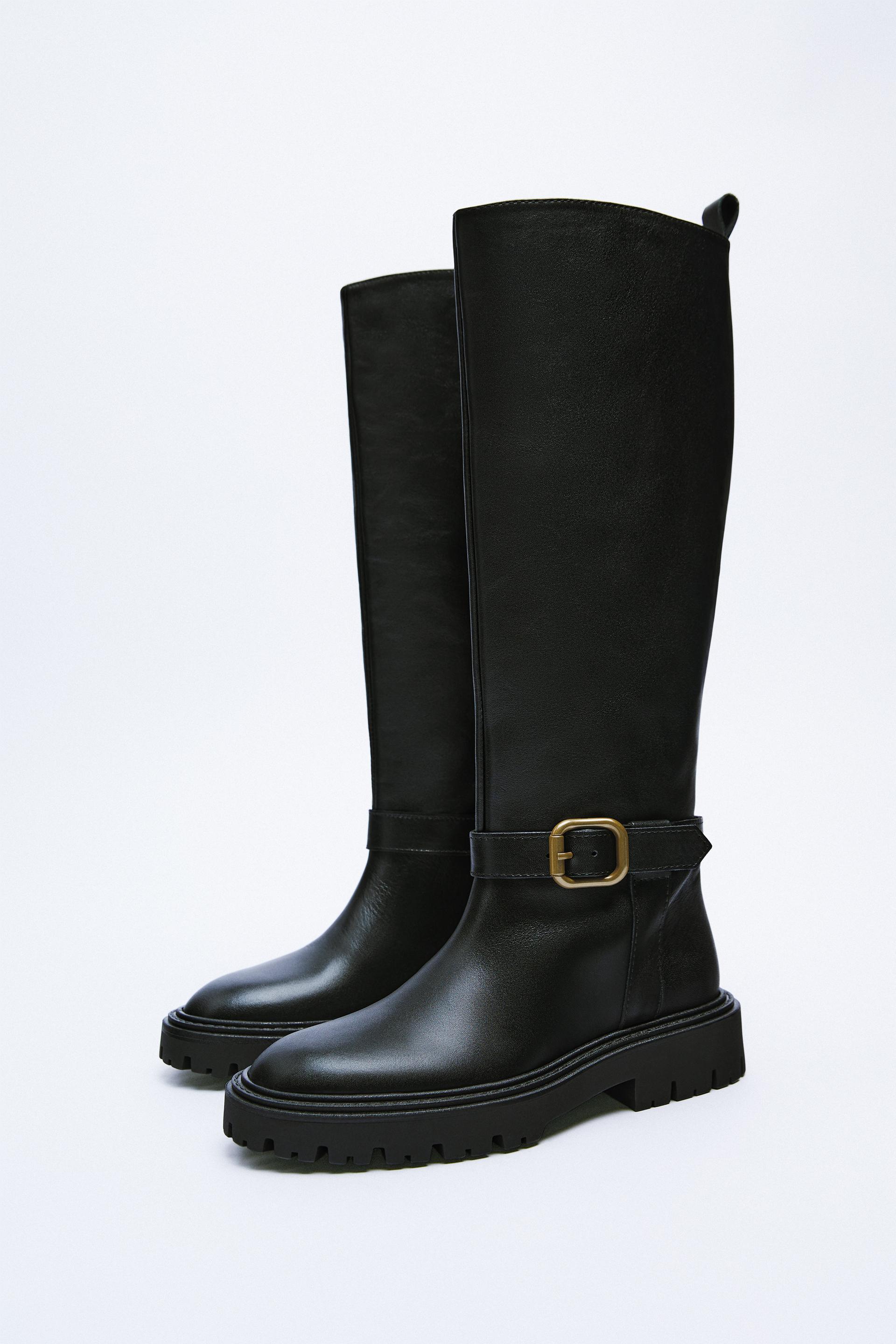 BOTA PLANA PIEL HEBILLA