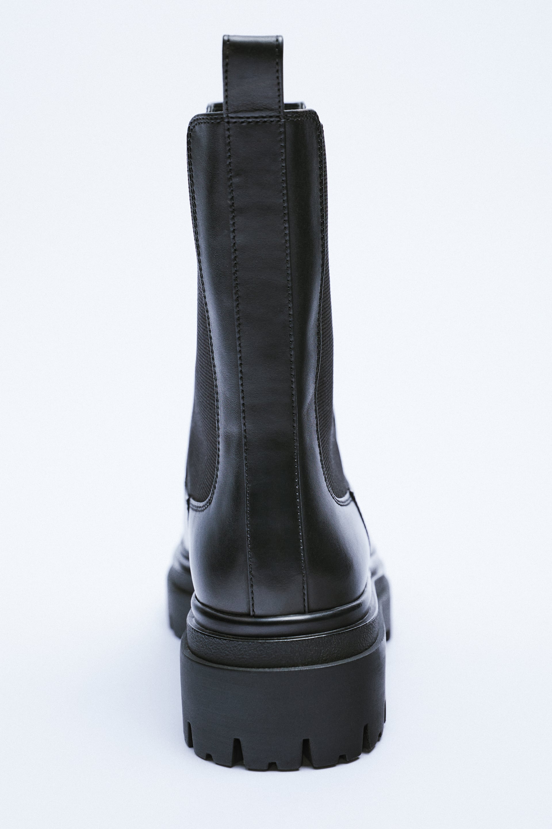 1107//610 ZARA Plat Bottines en cuir avec TRACK Semelle Noir Nouveau FW2020 ref