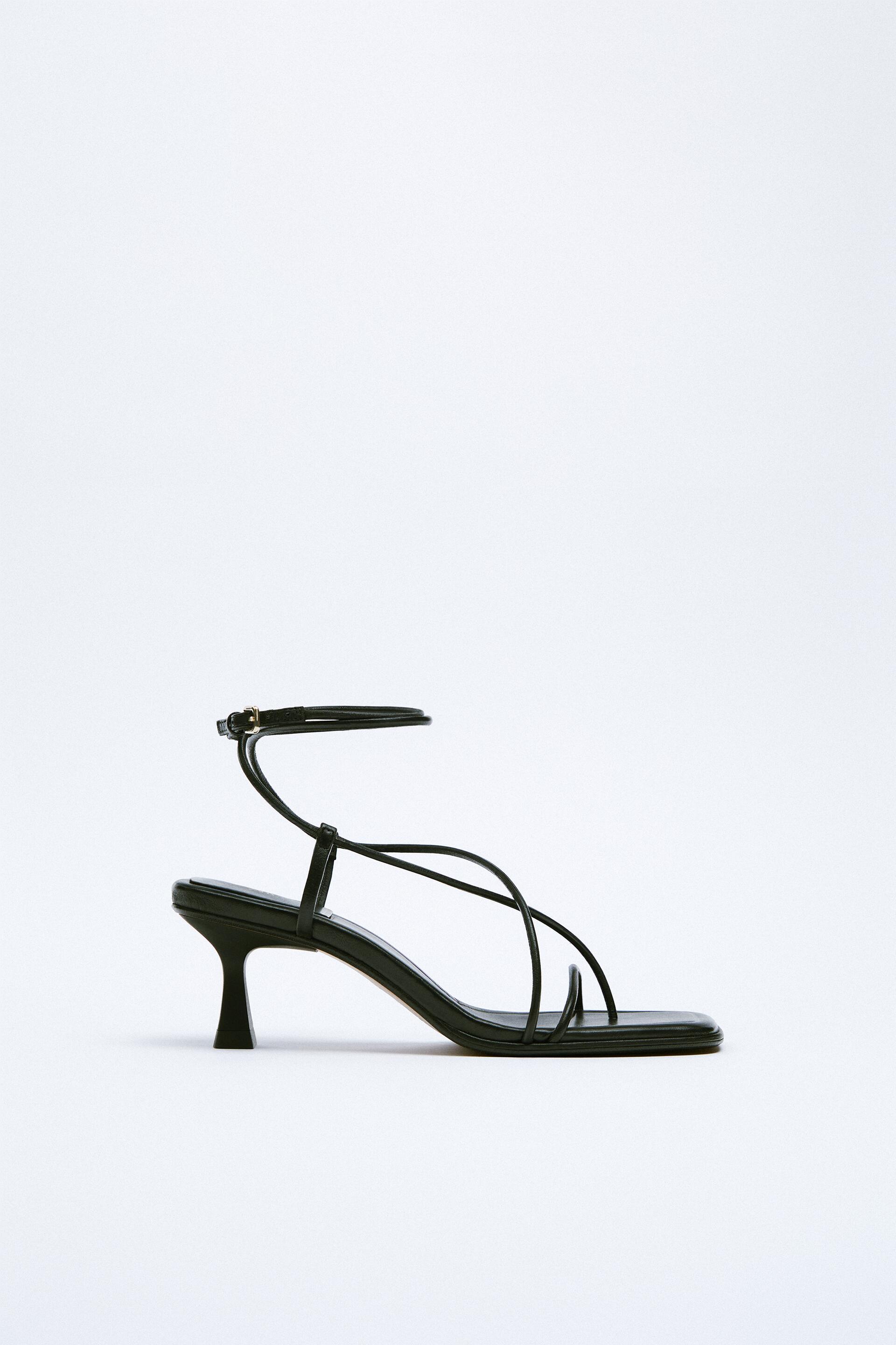 zara black leather sandals