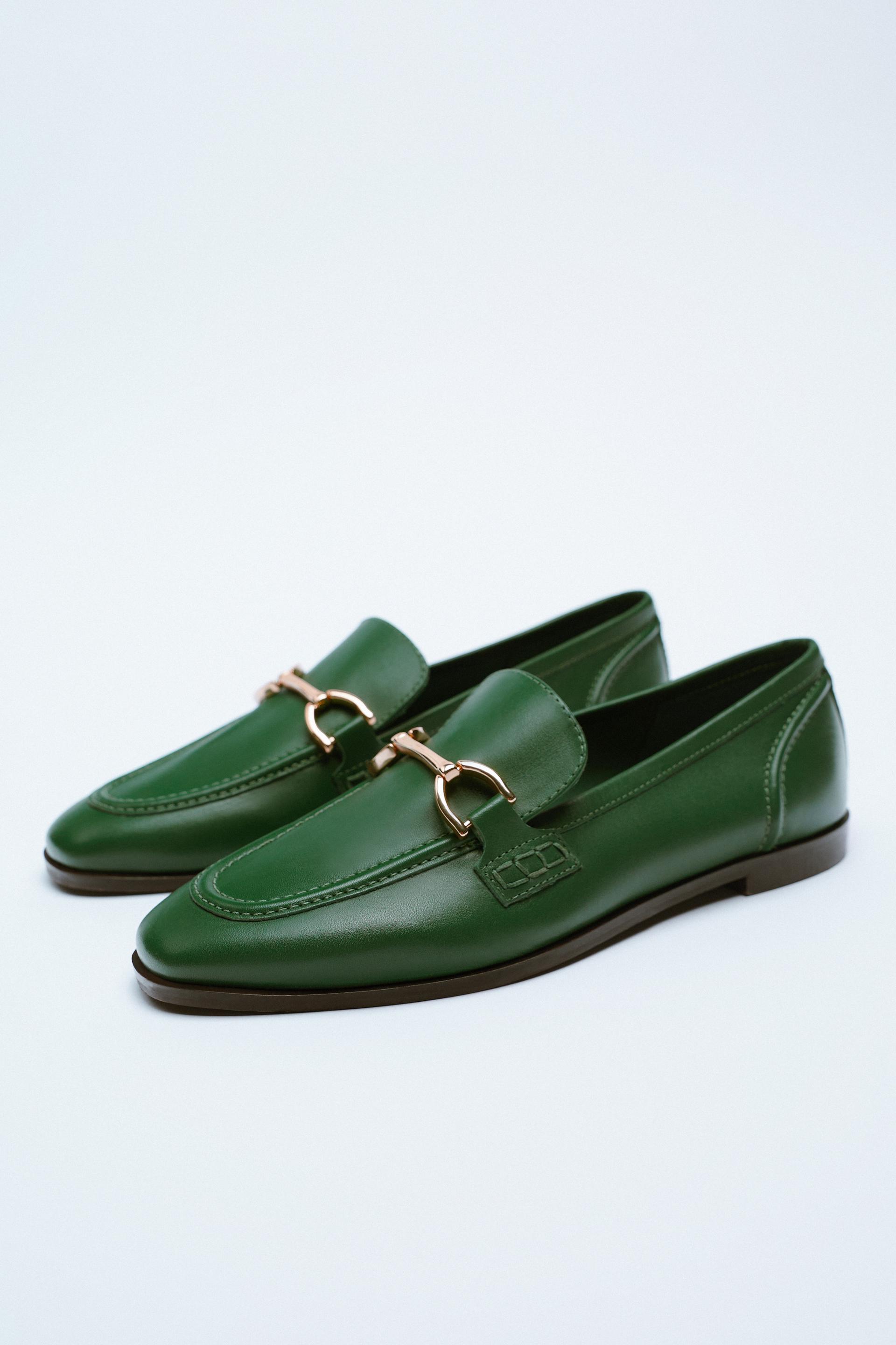 Zara green loafers Clearance