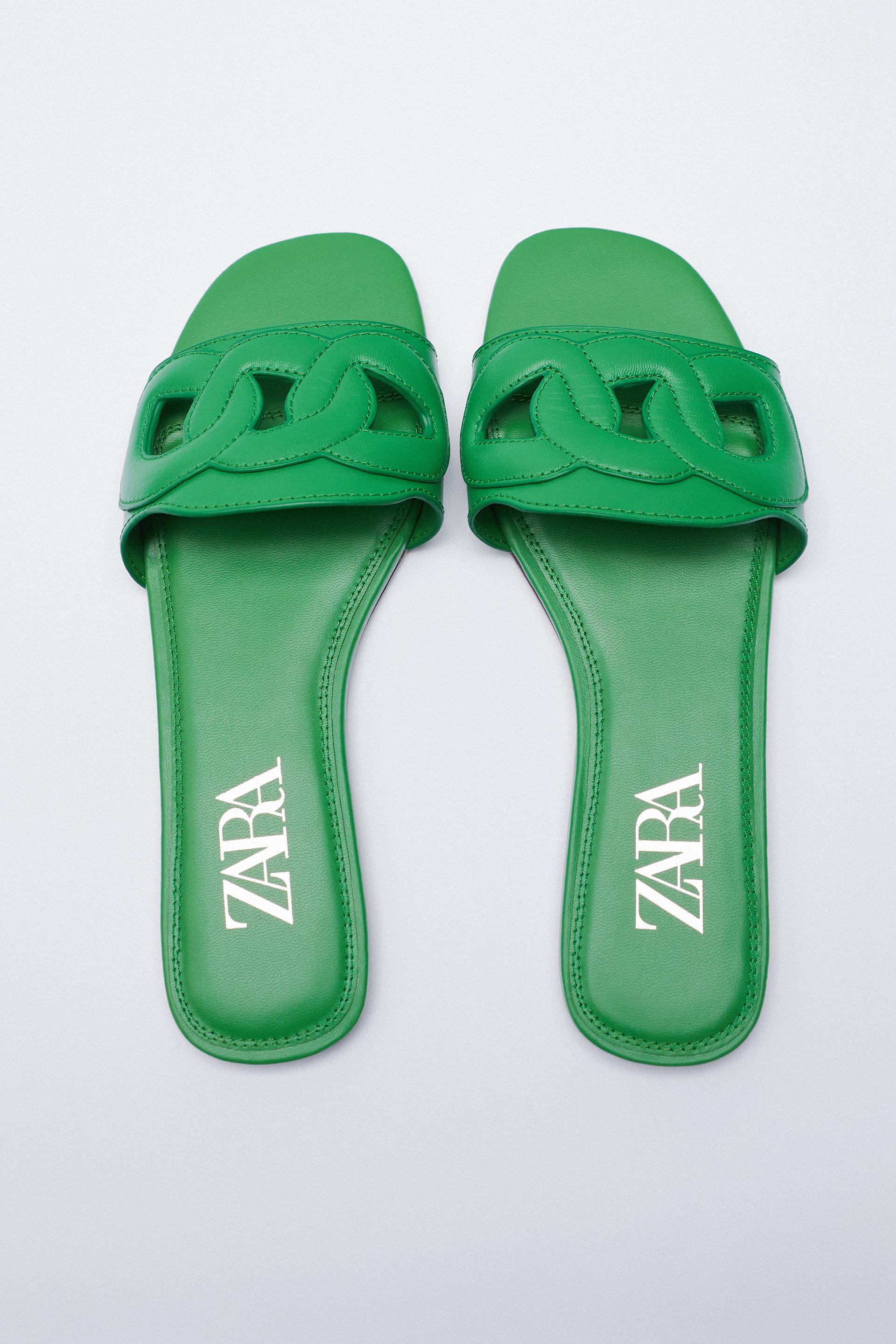 フラットテクスチャー レザーサンダル Zara Japan 日本 フラットテクスチャー レザーサンダル Zara Japan 日本