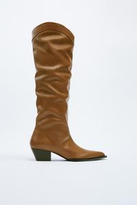 SPLIT SUEDE COWBOY BOOTS - Sand Brown | ZARA Australia