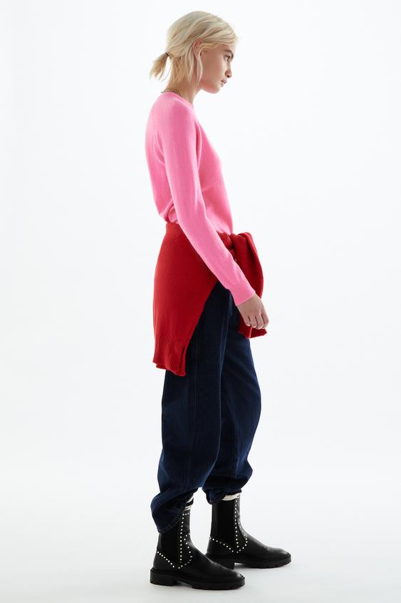 スタッズ付きフラットショートブーツ ブラック Zara Japan 日本