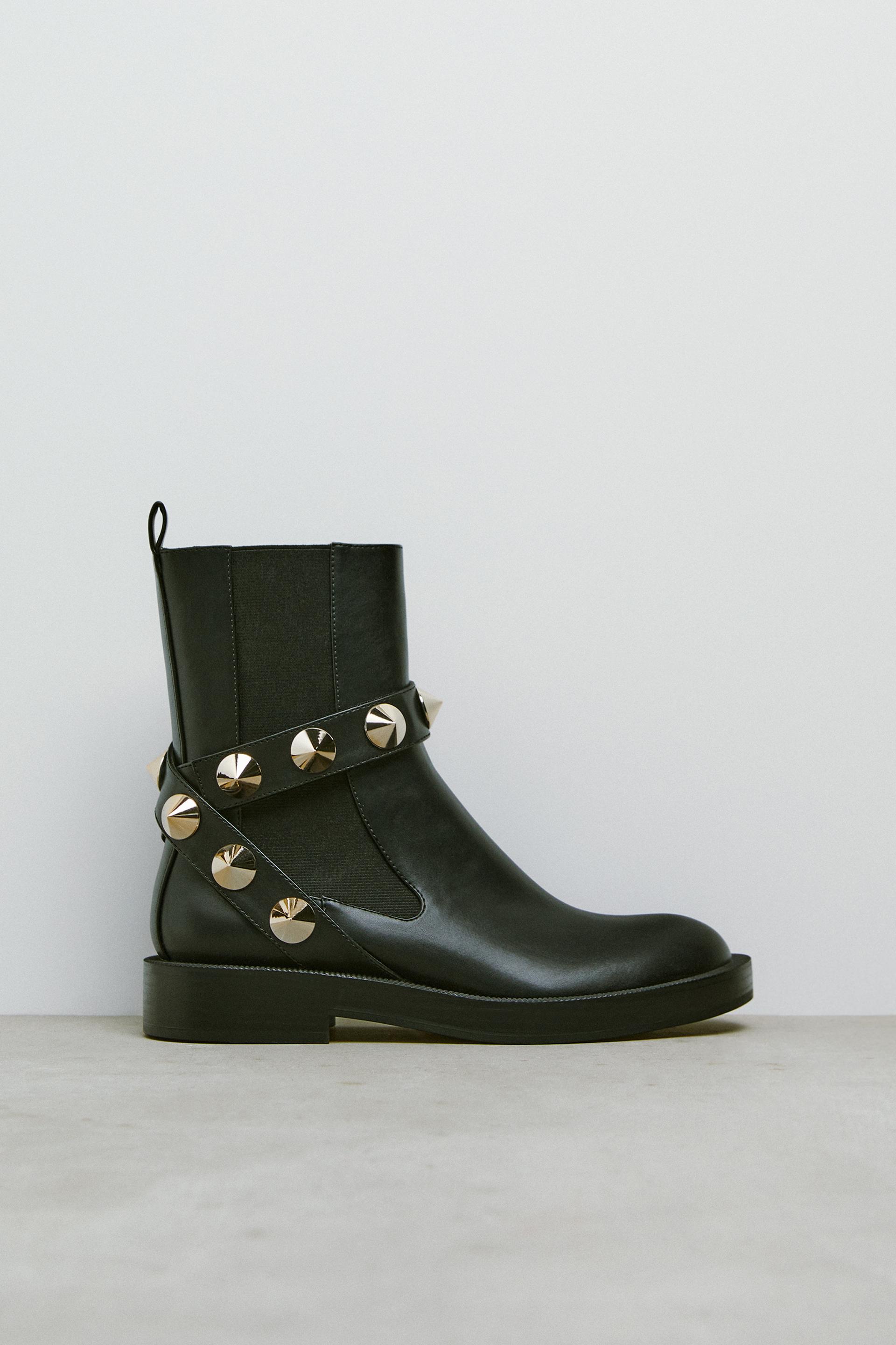 zara studded ankle boots