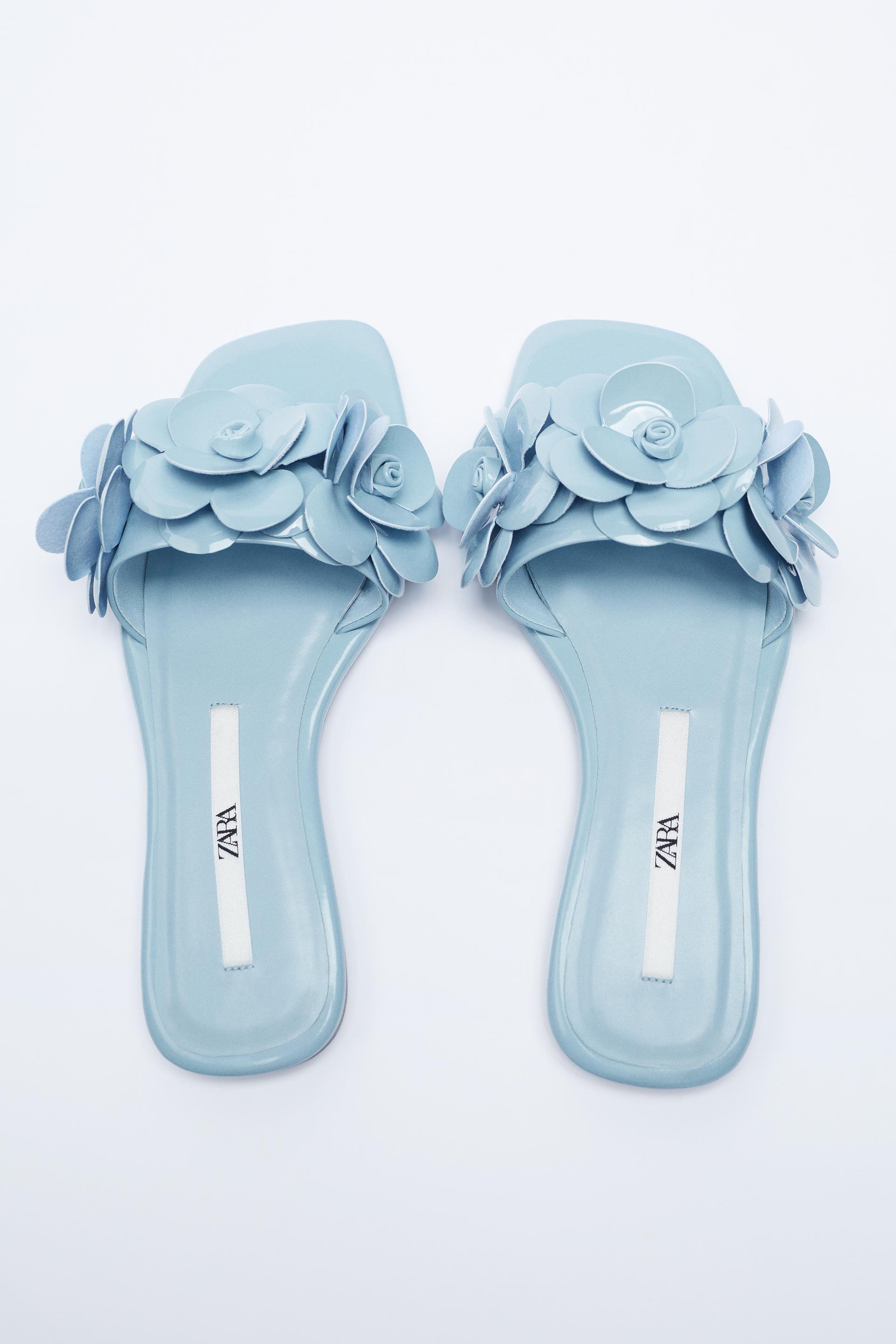 フラワー付きフラットサンダル ブラック Zara Japan 日本 フラワー付きフラットサンダル ブラック Zara Japan 日本