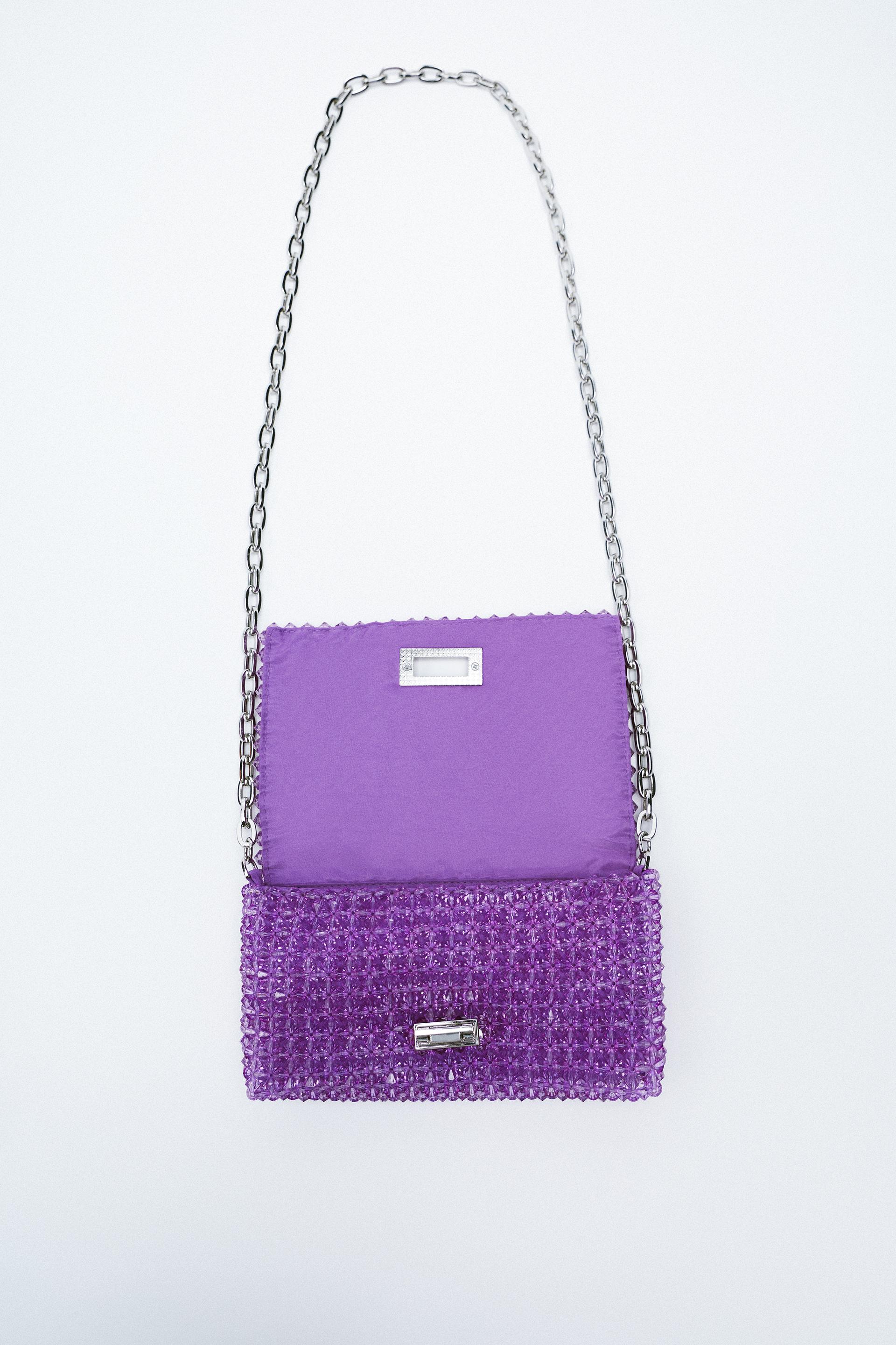BEADED CROSSBODY BAG - Purple | ZARA New Zealand