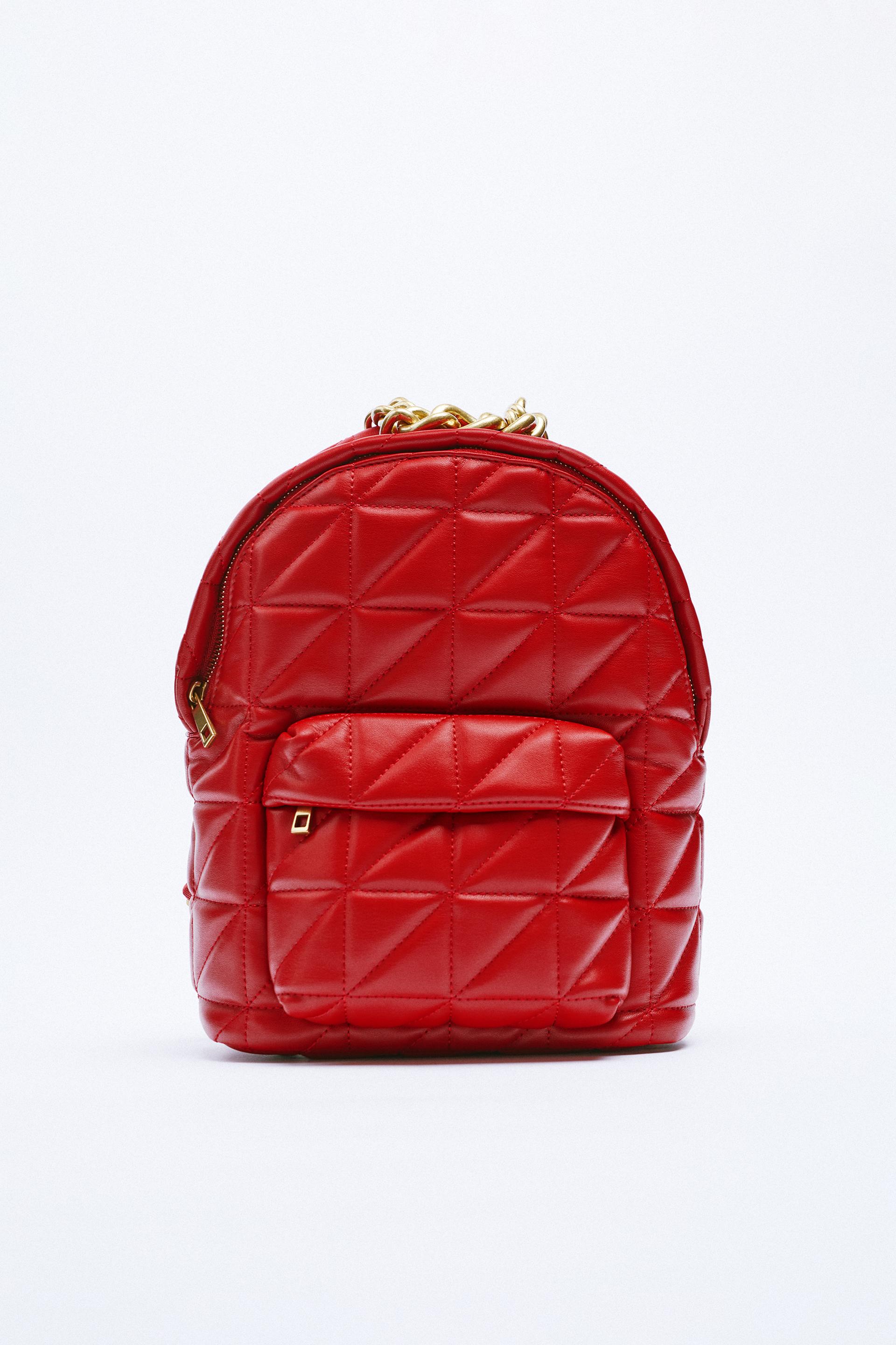 red quilted backpack