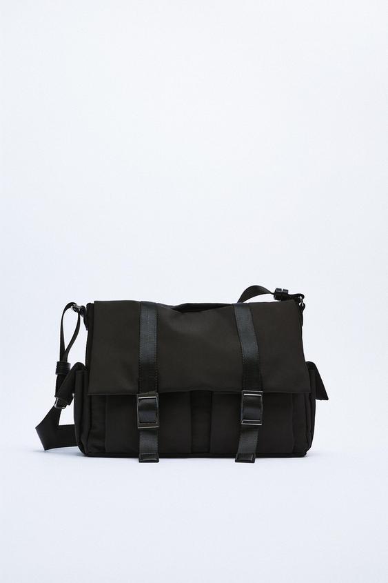 BOLSO MESSENGER NYLON WEBBING - Negro | ZARA Chile
