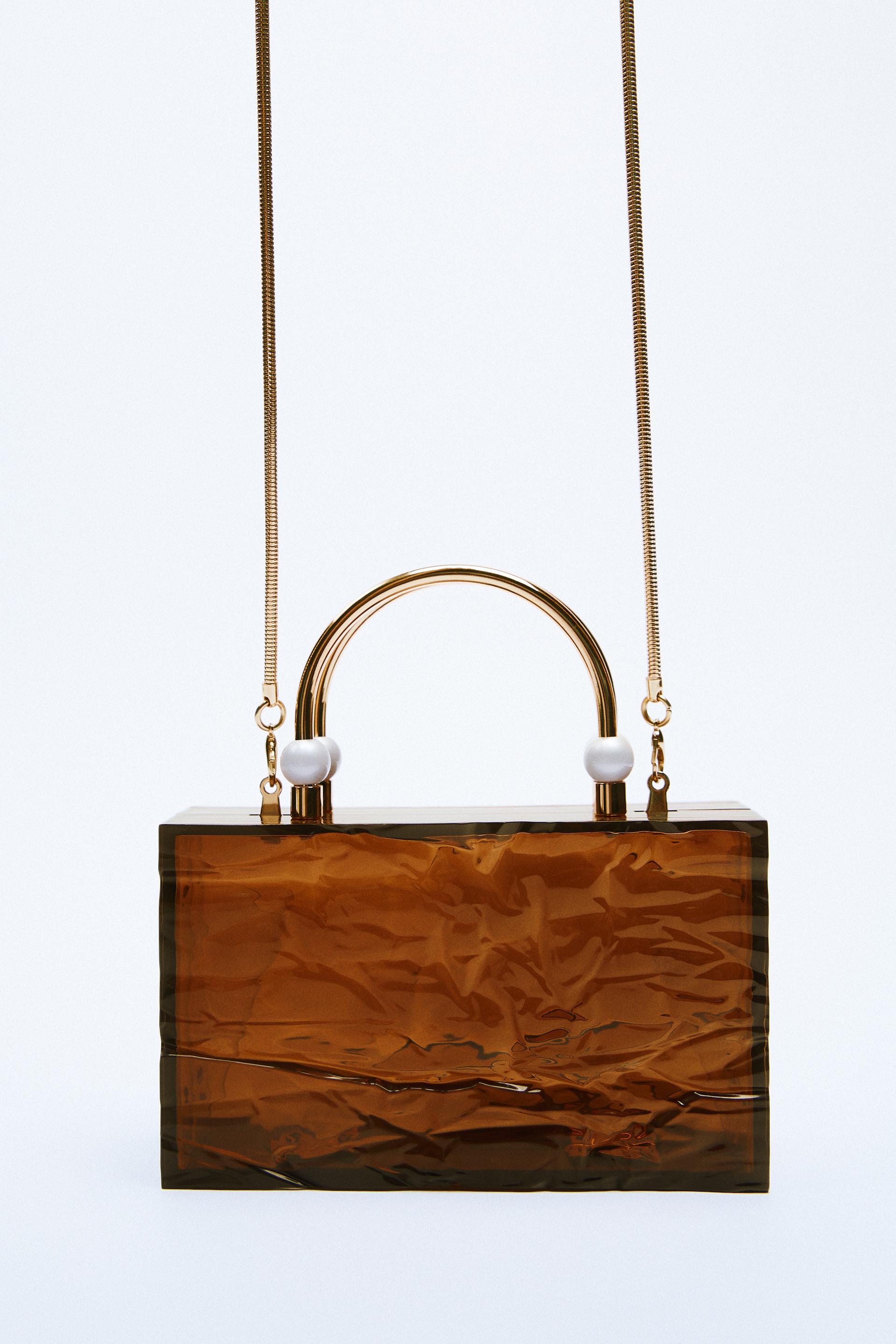Pearl Strap Methacrylate Box Bag Brown Zara United States Pearl Strap Methacrylate Box Bag Brown Zara United States