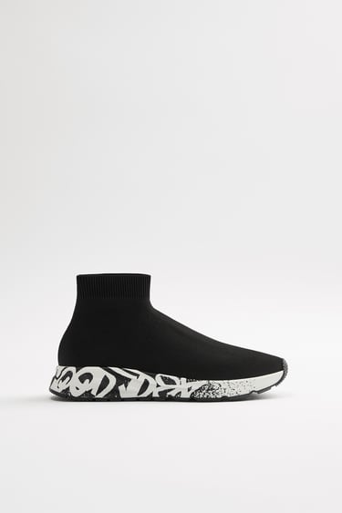 FABRIC KNIT HIGH TOP SNEAKERS