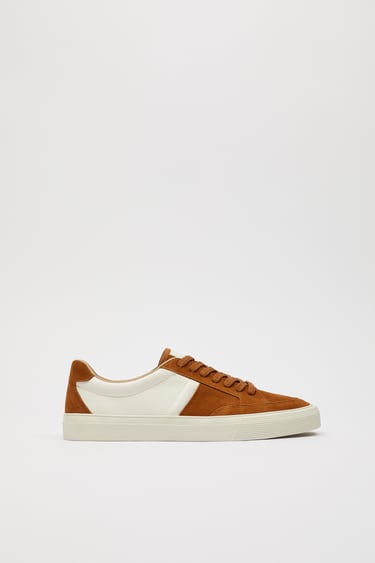 CONTRAST LEATHER TRAINERS