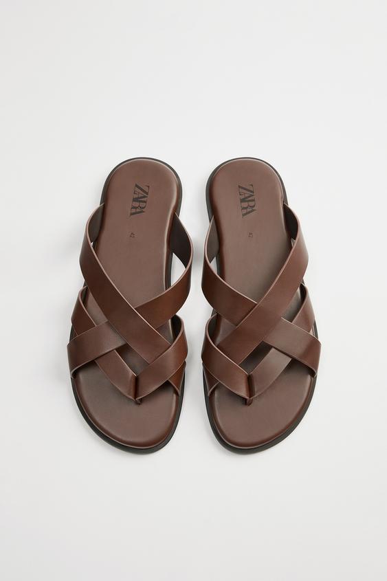 zara brown slippers