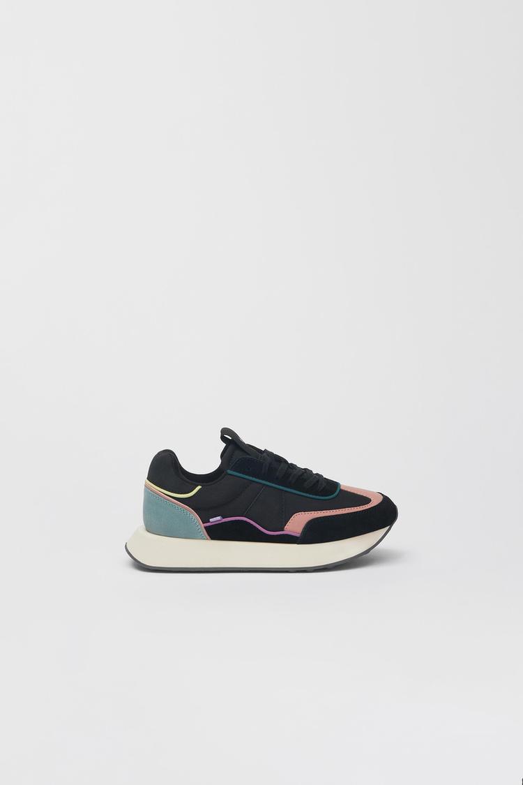 Multi piece leather sneakers