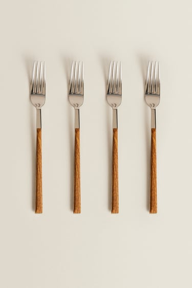 BOX 4 FORKS WITH WOOD-EFFECT HANDLES