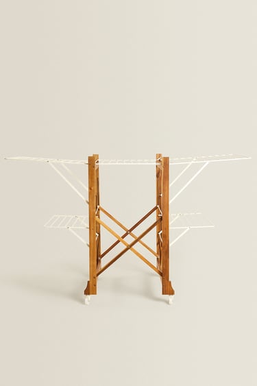 FOLDING WOODEN AND METAL CLOTHES DRYING RACK