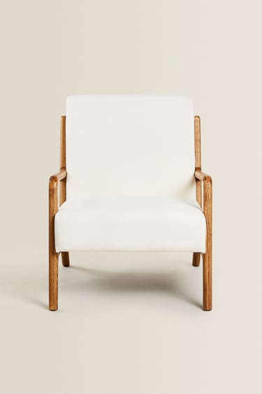 Image 0 of ASH WOOD AND LINEN ARMCHAIR from Zara