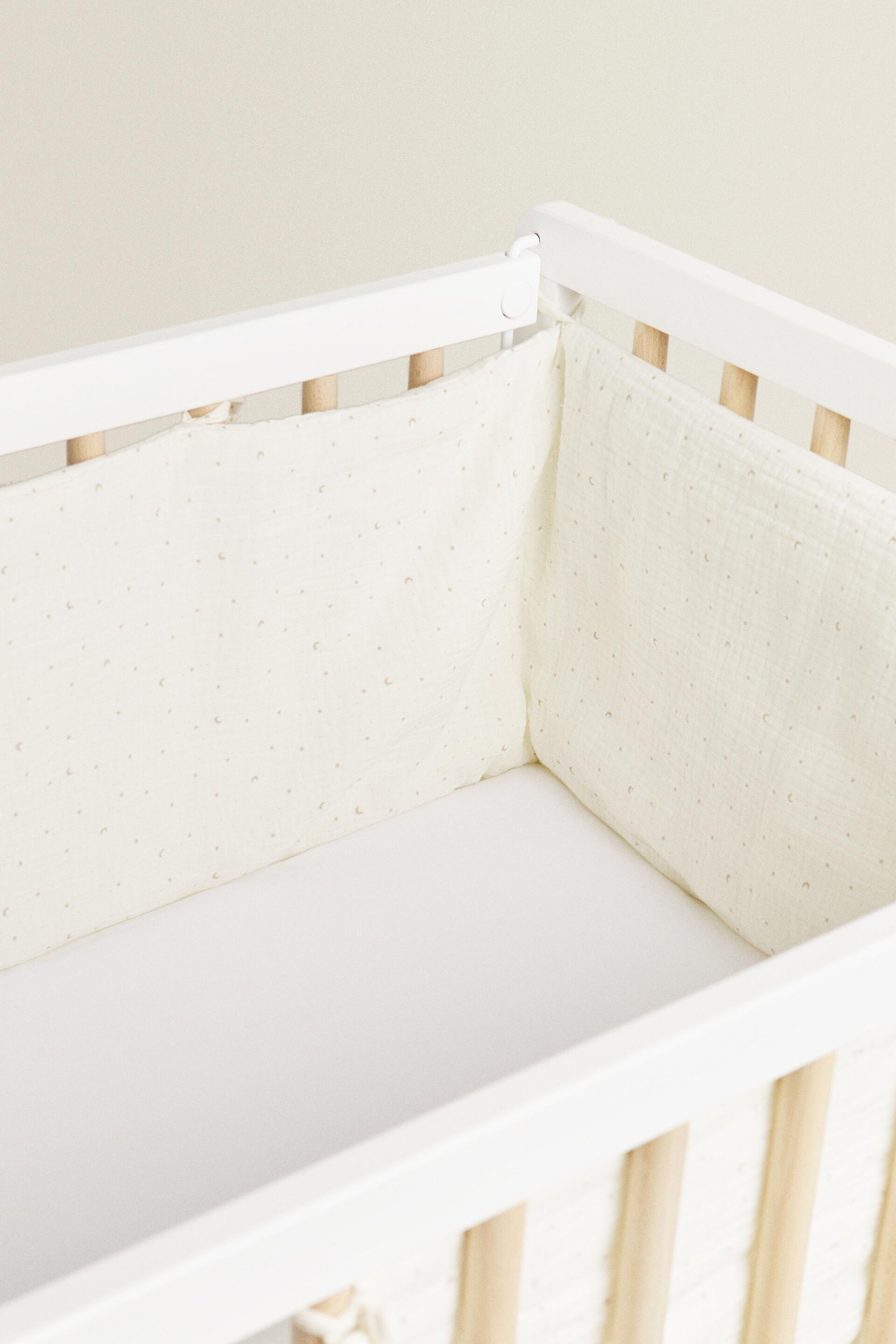 Chiffon Crib Bumper Cover With Moons And Stars Vanilla Zara United States Chiffon Crib Bumper Cover With Moons And Stars Vanilla Zara United States