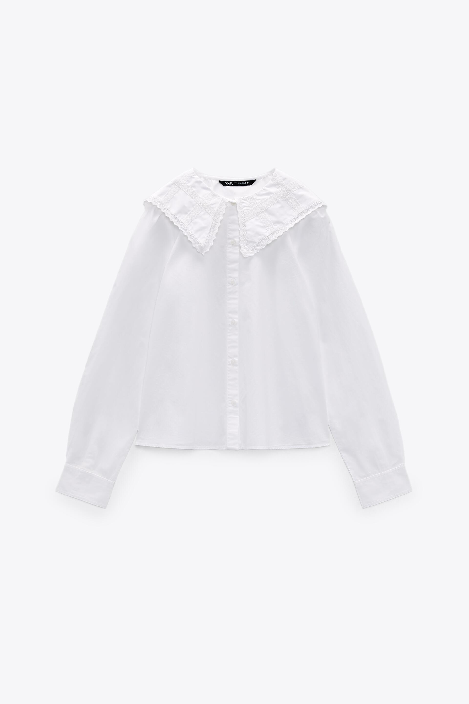 CAMISA POPELÍN BORDADOS - Blanco | ZARA Chile