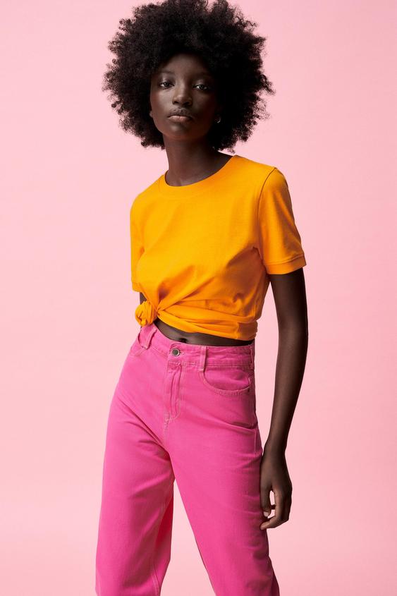 Camiseta naranja zara Sale