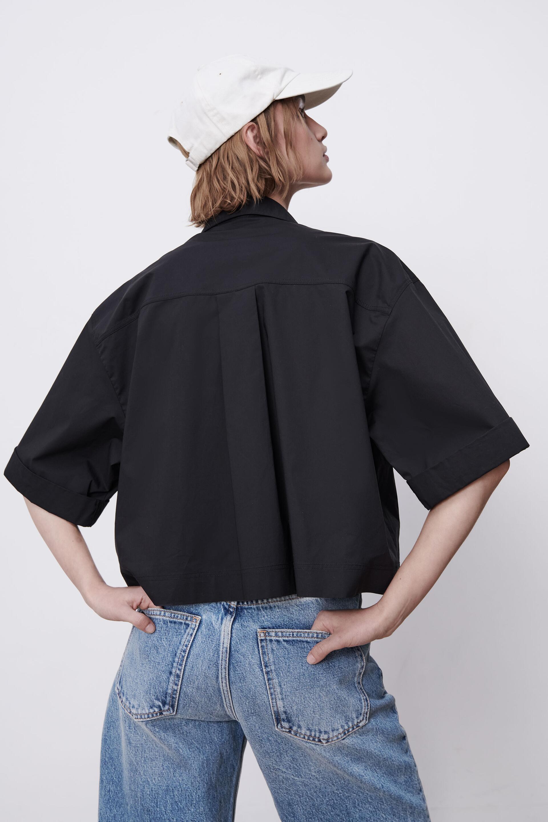 POPLIN SHIRT WITH POCKETS - Black 