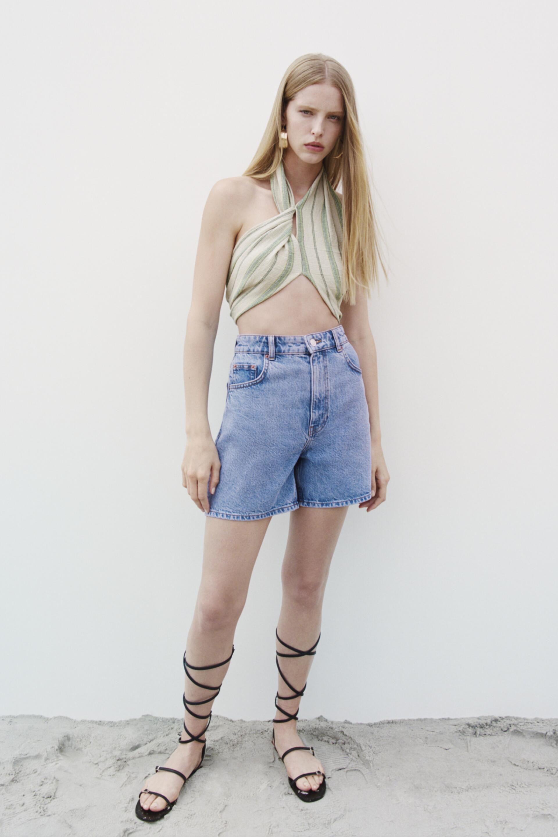 ZW DENIM BERMUDA SHORTS - Blue | ZARA 