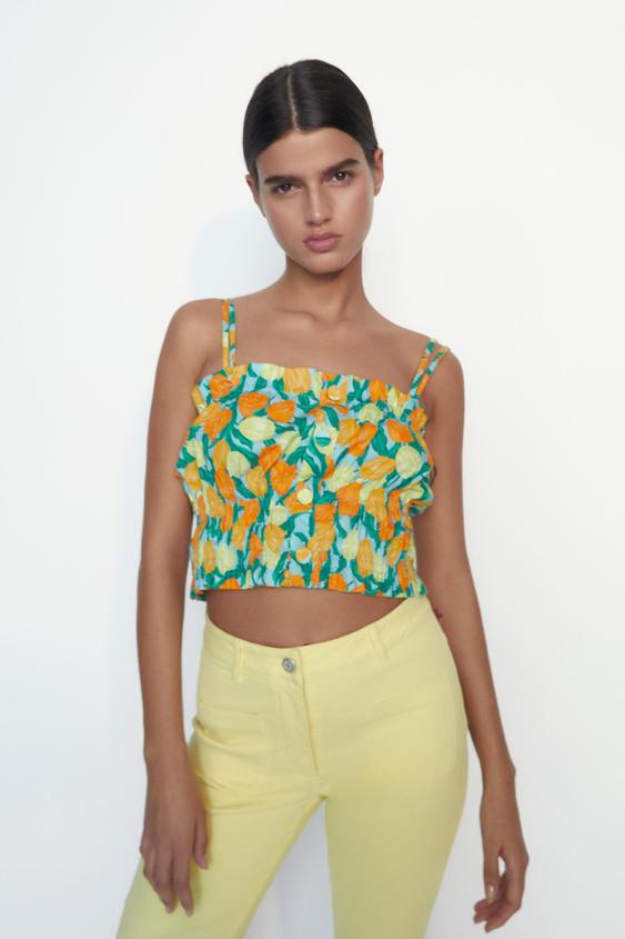 TOP CROP CORSETERO - Azul | ZARA España