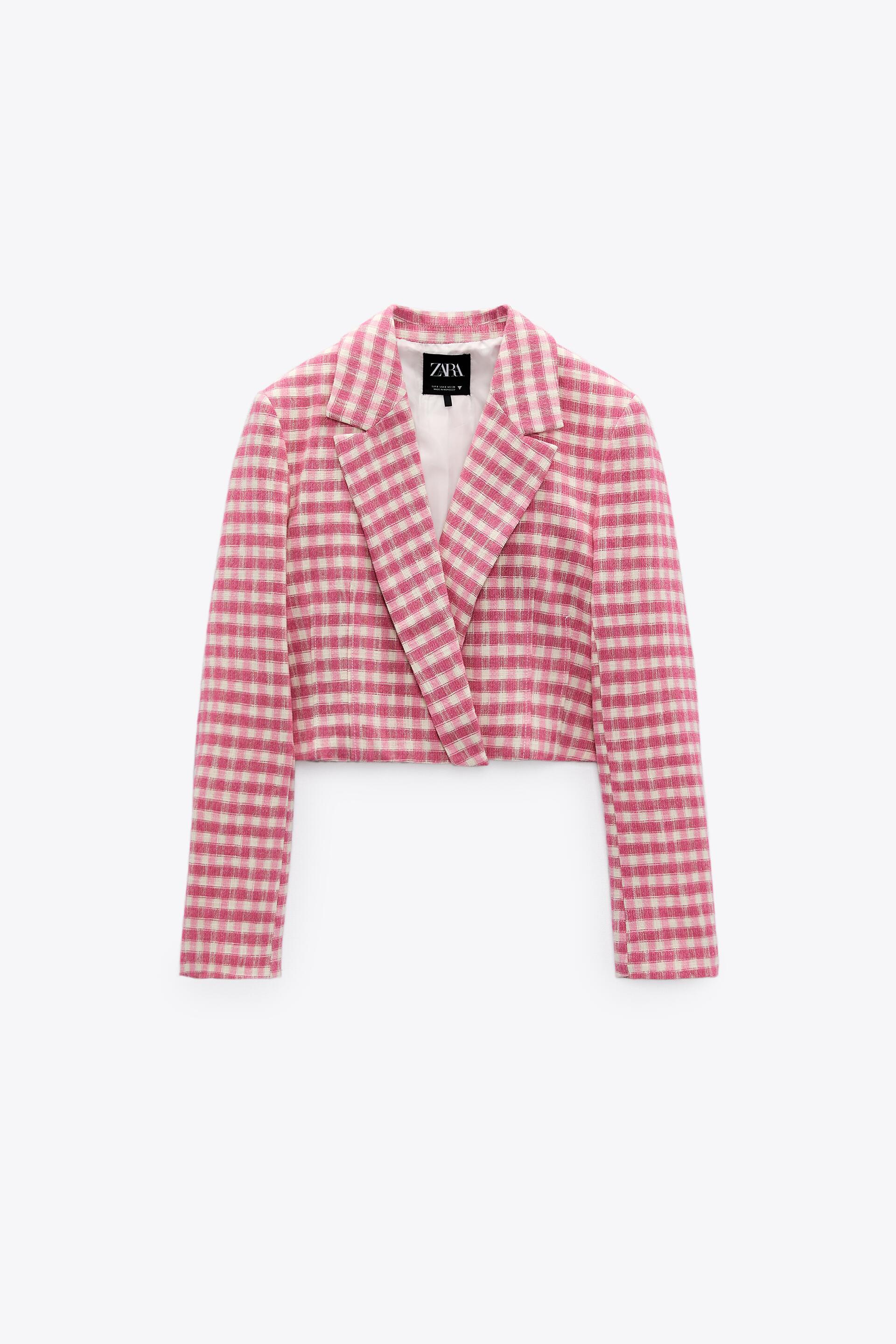 cropped checked blazer