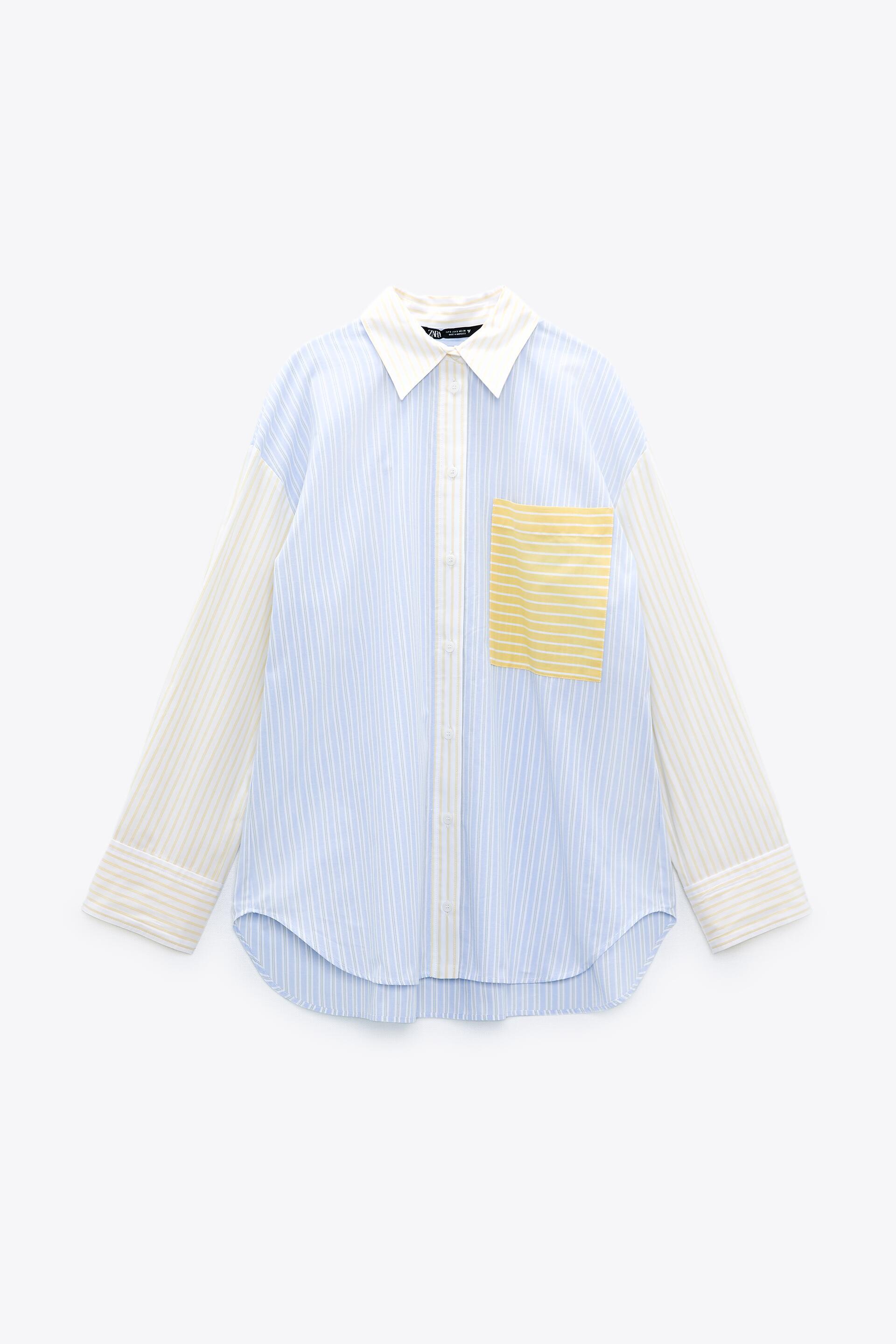 zara blue and white shirt