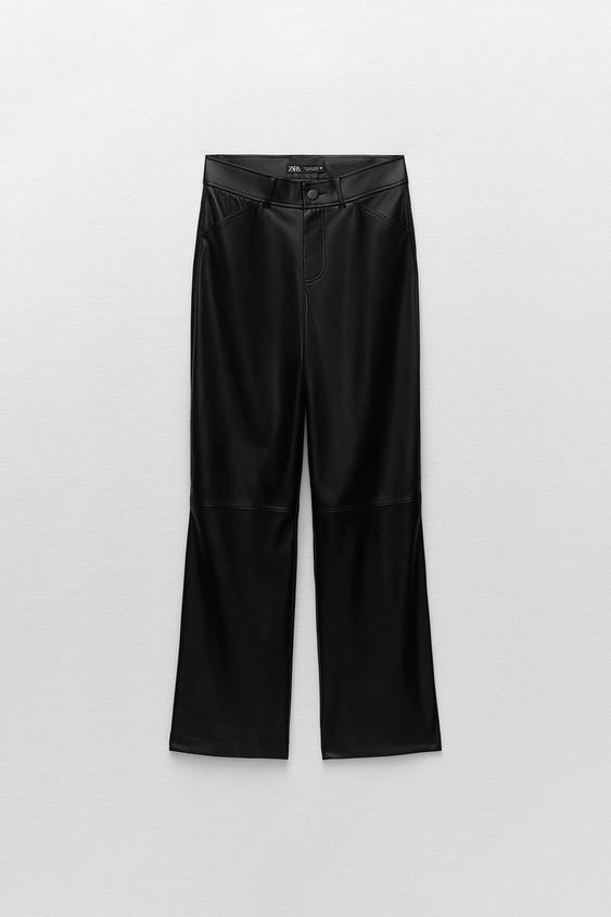 PANTALÓN RECTO EFECTO PIEL - Negro | ZARA Chile