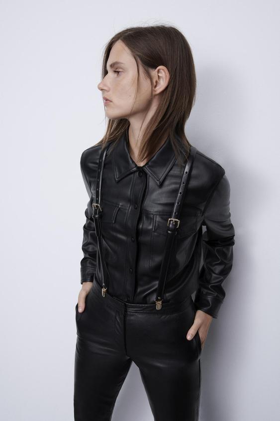 zara cropped leather jacket