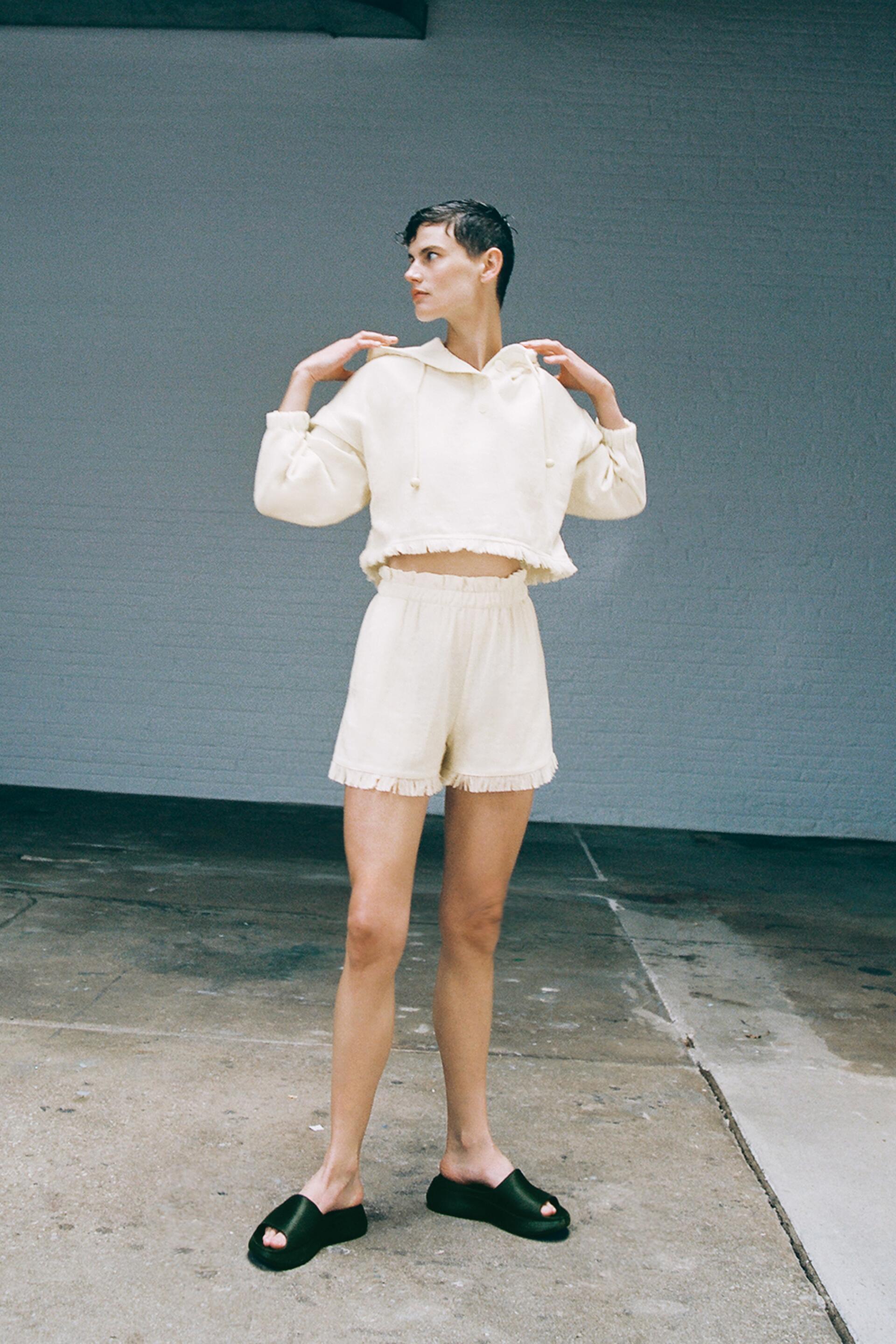 FRAYED BERMUDA SHORTS - Ecru | ZARA 