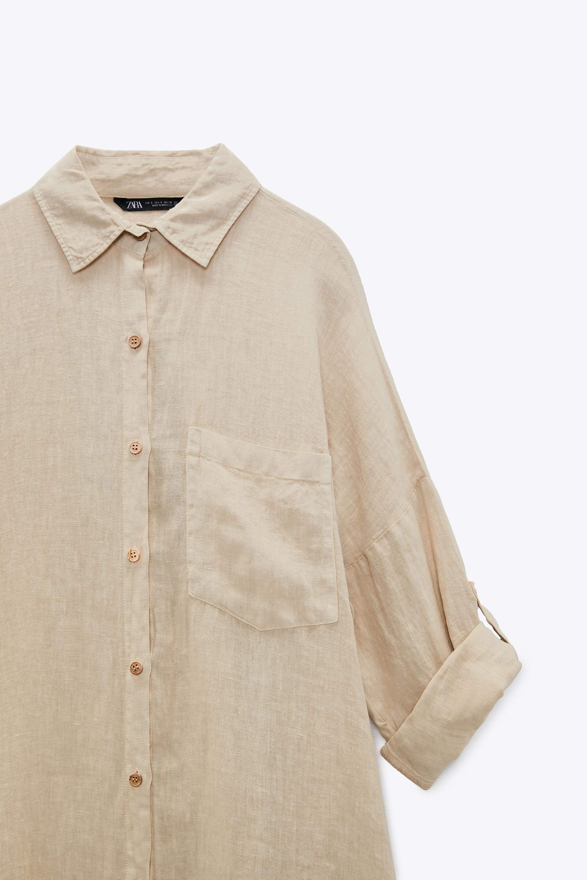 LINEN SHIRT WITH POCKET - Beige | ZARA 
