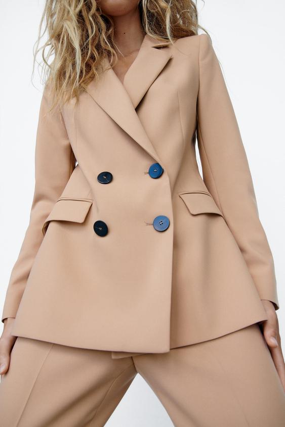 BLAZER LARGA CRUZADA - Verde claro | ZARA España
