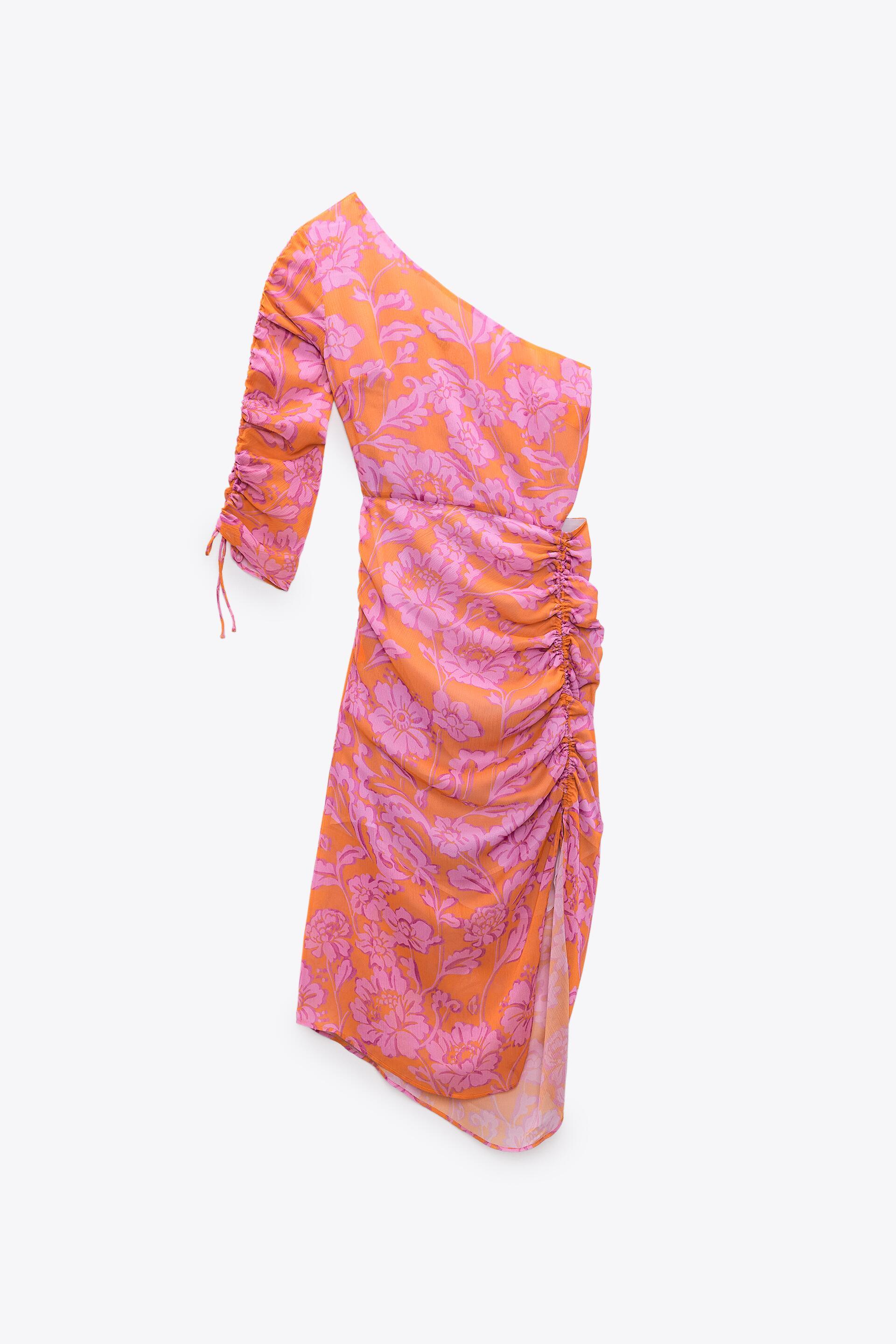 VESTIDO ASIMÉTRICO ESTAMPADO - Multicolor | ZARA Chile
