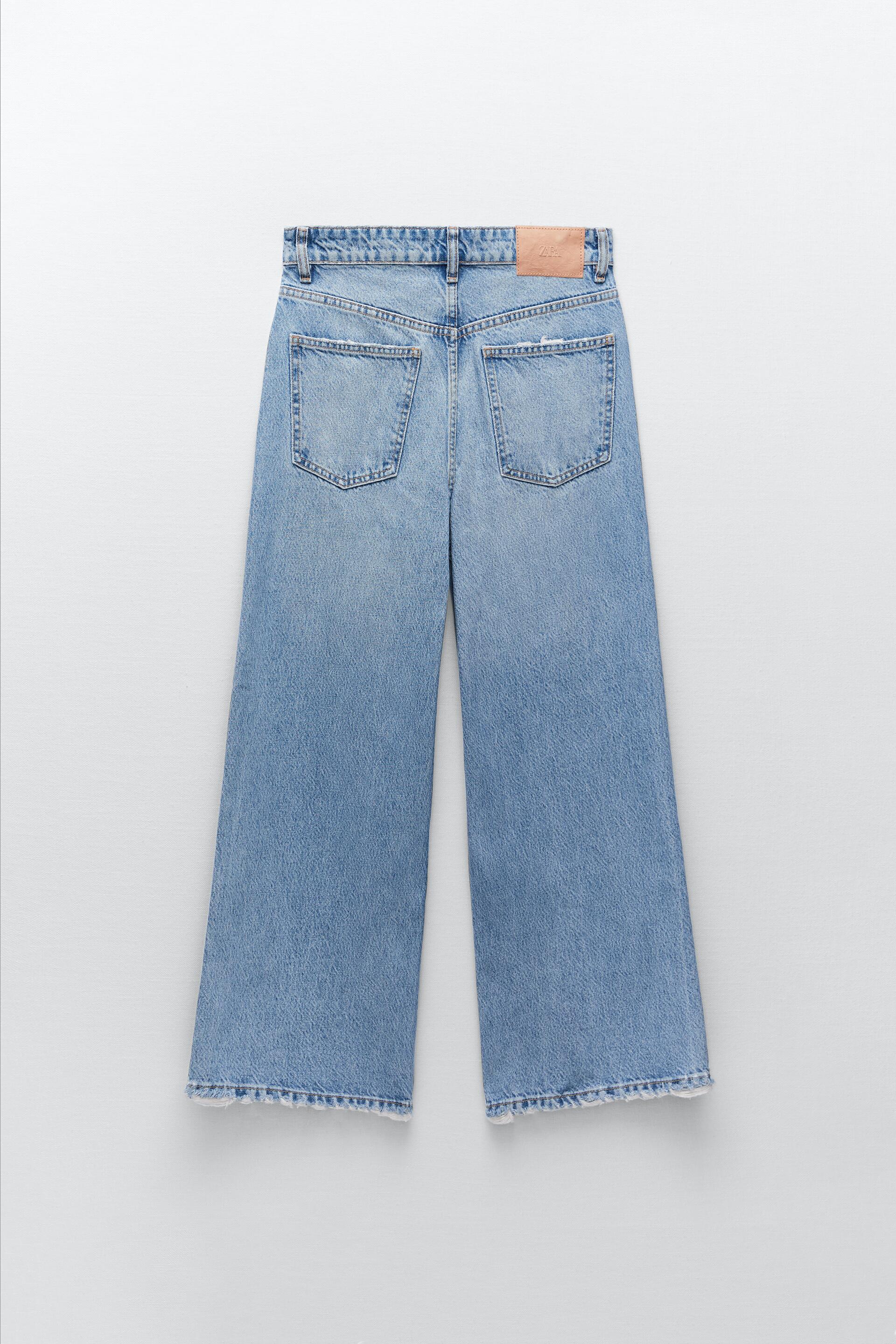 JEANS WIDE LEG CROPPED - Negro | ZARA Chile